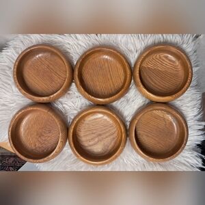 Vintage Made In USA Fame Extra Thick Wooden Handcrafted Bowls (Set Of 6)